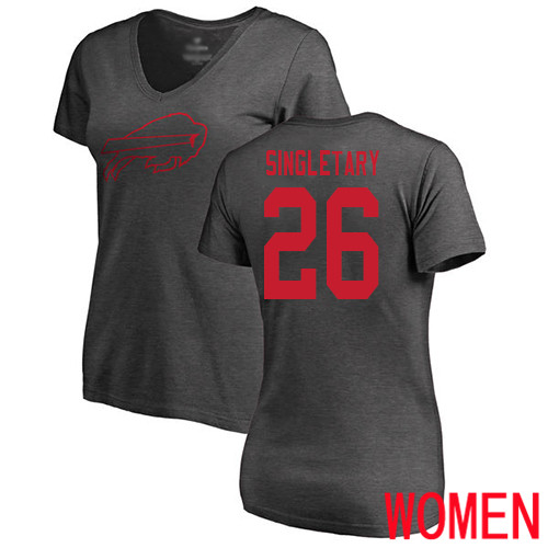 NFL Women Buffalo Bills #26 Devin Singletary Ash One Color T Shirt